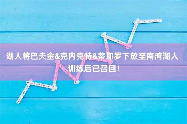 湖人将巴夫金&克内克特&蒂耶罗下放至南湾湖人 训练后已召回！